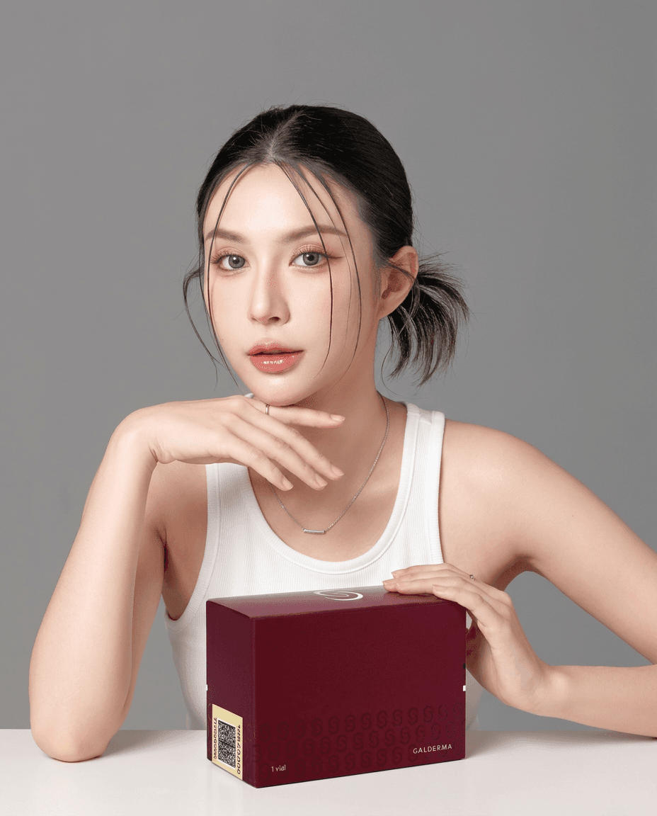 ผู้รับบริการถือผลิตภัณฑ์ Sculptra